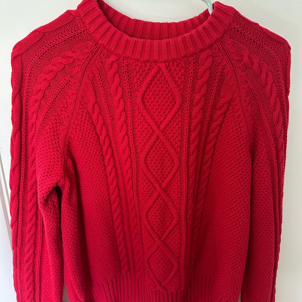 GAP Women's Red Cable Knit Sweater